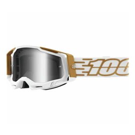 100%, MX brýle Racecraft 2 Goggle MAYFAIR - stříbrné zrcadlové sklo, barva bílá/zlatá