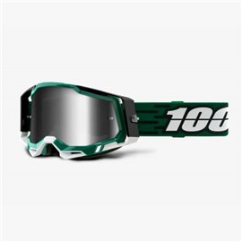 100%, MX brýle Racecraft 2 Goggle MILORI - stříbrné zrcadlové sklo, barva zelená/černá