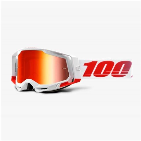 100%, MX brýle Racecraft 2 Goggle ST-KITH - červené zrcadlové sklo, barva bílá/červená