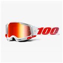100%, MX brýle Racecraft 2 Goggle ST-KITH - červené zrcadlové sklo, barva bílá/červená