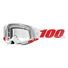 100%, MX brýle Racecraft 2 Goggle ST-KITH - čiré sklo, barva bílá/červená 