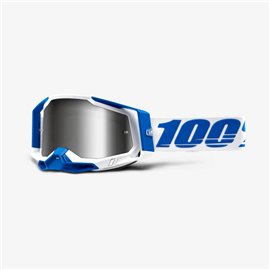 100%, MX brýle Racecraft 2 Isola - barva bílá/modrá, stříbrné zrcadlové sklo