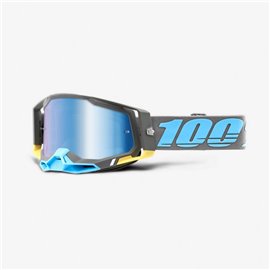 100%, MX brýle Racecraft 2 Trinidad - barva šedá/modrá/žlutá, modré zrcadlové sklo