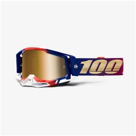 100%, MX brýle Racecraft 2 United - barva modrá/červená/bílá, zlaté zrcadlové sklo