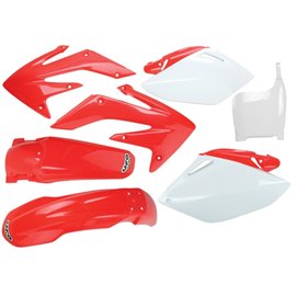 UFO, sada plastů, Honda CRF 450 R '05-'06 barva OEM (červená/bílá) (HO108E999)