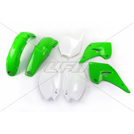 UFO, sada plastů, Kawasaki KX 125/250 '03-'04 barva OEM (zelená/bílá) (KA201E999)
