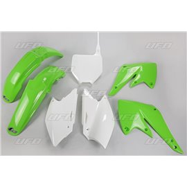 UFO, sada plastů, Kawasaki KXF 250 '04-'05 barva OEM (zelená/bílá) (KA203E999)