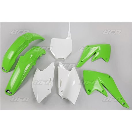 UFO, sada plastů, Kawasaki KXF 250 '04-'05 barva OEM (zelená/bílá) (KA203E999)