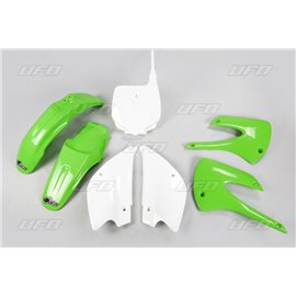 UFO, sada plastů, Kawasaki KX 85 '01-'12 barva OEM (zelená/bílá) (KA207KE999)