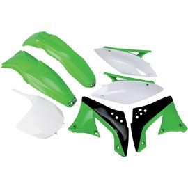 UFO, sada plastů, Kawasaki KXF 450 '10-'11 barva OEM (zelená/bílá/černá) (KA216E999)