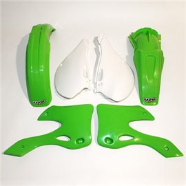 UFO, sada plastů, Kawasaki KX 125/250 '00-'02 barva OEM (zelená/bílá) (KA200E999)