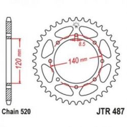 JT, rozeta 489 47, duralová Racelite, Kawasaki KX/KXF '84-20 (48947JT) (řetěz 520) černá barva