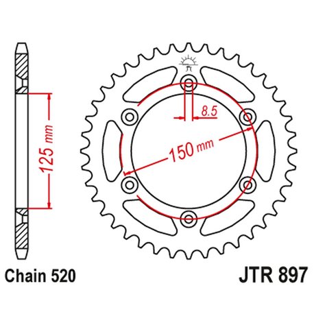 JT, rozeta 899 51, duralová Racelite, KTM SX/EXC/LC4 (91-21) (89951JTA) (řetěz 520) modrá barva