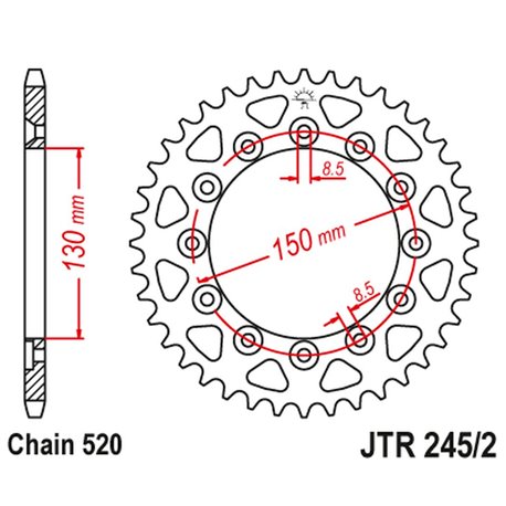 JT, rozeta 270 42 Yamaha YZ/YZF/WRF '99-'18 (27042JT) (JTR245/2.42) (řetěz 520)