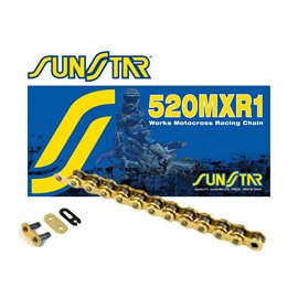 Sunstar, řetěz 520MXR1-114G motocross do 500 ccm, zlatá barva (39,9KN) (520ERT3) rozpojený + spojka