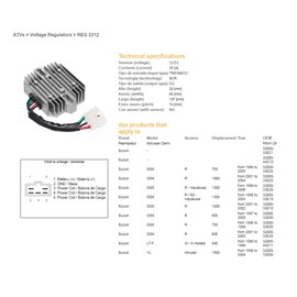 DZE, regulátor napětí, Suzuki GSXR 600 97-00, GSXR 750 96-99, VL 1500 98-04, GSXR1000/1300 (ESR550,3200-33E00)