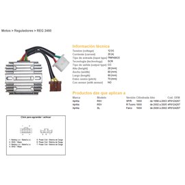DZE, regulátor napětí, Aprilia RSV/RST 1000 (98-05) MOSFET (50A) 7 kabelů (ESR912)
