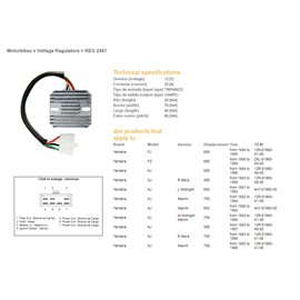 DZE, regulátor napětí, Yamaha XJ 550/600/650/750/900 '80-'89 (12R-81960-A1-00, 4H7-81960-50, 3G1-81960-A0-00) (ESR320)