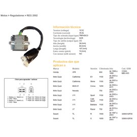 DZE, regulátor napětí, Suzuki TL1000 R/S 97-03 (32800-02F00), MOTO GUZZI (ESR531)
