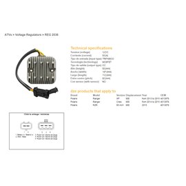 DZE, regulátor napětí, Polaris RANGER 900 XP/CREW/60 '13-'15 MOSFET - 50A (4013978) (ESR829)