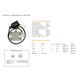 DZE, regulátor napětí, Honda VTX 1300 S/R/C '05-'09 (31600-MEA-741) SH579DB (12V 35A) (ESR437)