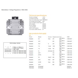 DZE, regulátor napětí, Kawasaki VN/ZL/ZZR 600/ZX 6R 95-97 (RGU-404,ESR260) (21066-1089, 21066-027) (SH650GA, SH650A-12)