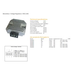 DZE, regulátor napětí, Kawasaki VN750/800, GPZ750 UNITRAK, ZL600, GPZ500S (ESR260) - nahrazeno 2078-01