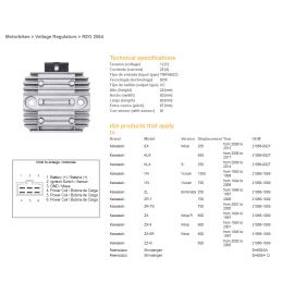 DZE, regulator napětí, Kawasaki VN/ZL/ZZR 600/ZX 6R 95-97 (RGU-404,ESR260) (21066-1089, 21066-027) (SH650GA, SH650A-12)