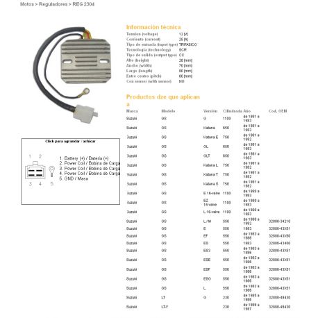 DZE, regulator napětí, Suzuki GS550/650/750/850/1000/1100 (ESR090,ESR100) 32800-34210 (ESR090)