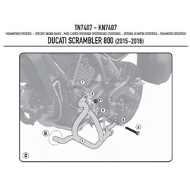 Kappa, padací rámy, Ducati Scrambler 400 (16-19), Scrambler Icon 800 (15-19), černá barva