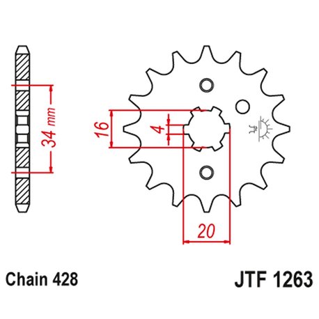 JT, přední řetězové kolečko 263 11 Suzuki RM 80/85, Yamaha XT 125 R/X (26311JT) (řetěz 428)