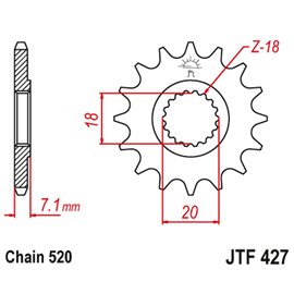 JT, přední řetězové kolečko 432 11 Suzuki RM 125 '92-'07, RMZ 250 '10-'12 (43211JT) (řetěz 520)