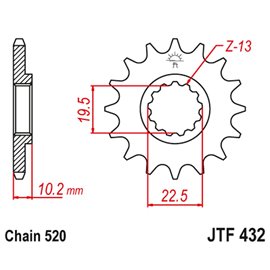 JT, přední řetězové kolečko 435 11 Suzuki RM 250 '87-'12 (43511JT) (řetěz 520)