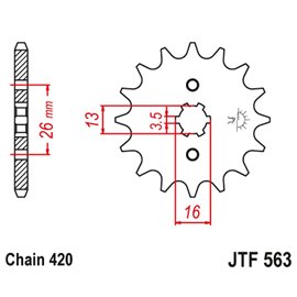 JT, přední řetězové kolečko 415 11 Suzuki TS 50, Yamaha DT 50MX (41511JT) (řetěz 420)