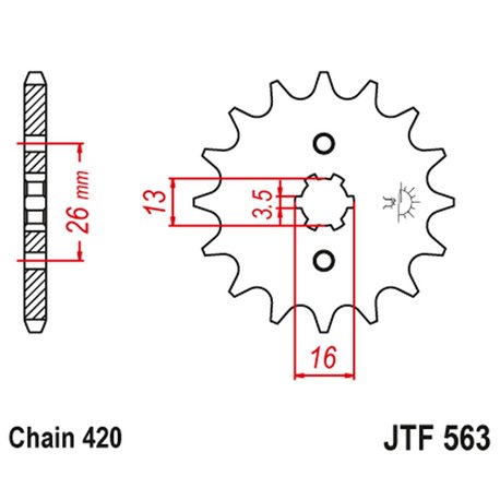 JT, přední řetězové kolečko 415 11 Suzuki TS 50, Yamaha DT 50MX (41511JT) (řetěz 420)