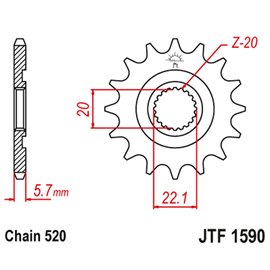JT, přední řetězové kolečko 2103 13 Yamaha YZF 250 '01-'17, WR 250F '01-'17 (210313JT) (řetěz 520)