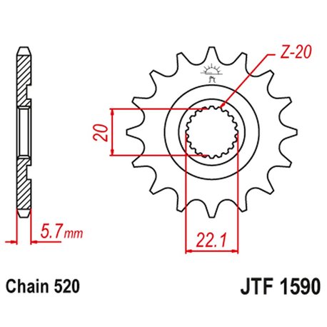 JT, přední řetězové kolečko 2103 13 Yamaha YZF 250 '01-'17, WR 250F '01-'17 (210313JT) (řetěz 520)