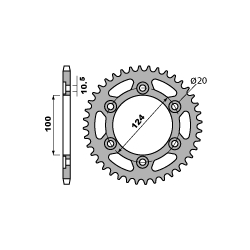 PBR, rozeta 1027 38 C45 Ducati MONSTER 750 96-98, 900 I.E. 02 (řetěz 520) (JTR735.38)