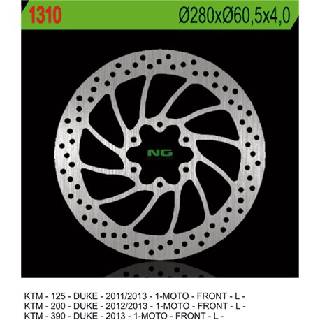 NG, přední brzdový kotouč, KTM 125/200 DUKE '11-'13, 390 DUKE '13-'14 (280X60,5X4,0) (6X8,5mm)