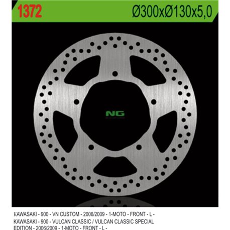 NG, přední brzdový kotouč, Kawasaki VN 900 CLASSIC/CUSTOM '06-'09 (300X130X5mm) 5 otvorů, prům.10,5
