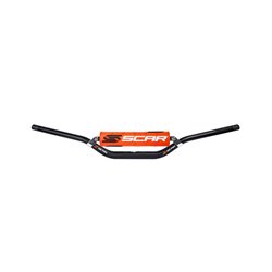 Scar Racing, řidítka s hrazdou, 28,6mm, model RC BEND, černá barva, chránič oranžová/bílá