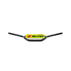 Scar Racing, řidítka s hrazdou, 28,6mm, model MCGRATH/SHORT BEND, černá barva, chránič žlutá/bílá