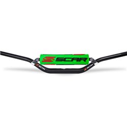 Scar Racing, řidítka s hrazdou, 28,6mm, model STEWART/VILLOPOTO, černá barva, chránič zelená/bílá