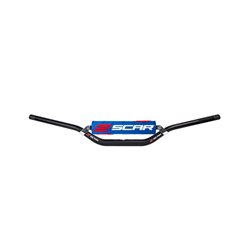 Scar Racing, řidítka s hrazdou, 28,6mm, model MCGRATH/SHORT, černá barva, chránič modrá/bílá