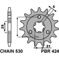 PBR, přední řetězové kolečko, 424 15 18NC Suzuki GT 380/550 (750 +1) (řetěz 530)