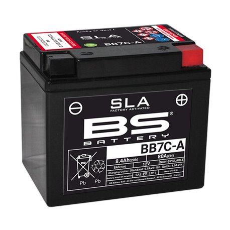 BS, akumulátor BB7C-A (FA) (YB7C-A) 12V 8AH 129X89X114, bezúdržbový - nalitý (80A) (5)