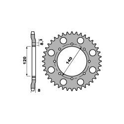 PBR ZĘBATKA TYLNA 506 43 C45 KAWASAKI KLR 600 84-90 (ŁAŃC. 520)