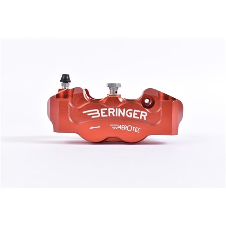 Beringer, Aerotec, radiální brzdový třmen, levý, 4 pístky Ø32mm Spacing 100mm Red