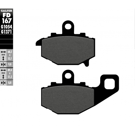 GALFER KLOCKI HAMULCOWE KH192 KAWASAKI TYŁ KAWASAKI ER6/ZX6R/ZX9R/ZX10R '04-'10/Z1000/Z750/VERSYS 650 '06-'14