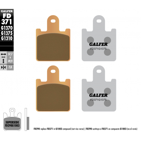GALFER KLOCKI HAMULCOWE KH417/4 SPIEK METALICZNY (ZŁOTE) SPORT, PRZÓD KAWASAKI ZX 6R '07- , Z 1000 '07-'09, GTR 1400, ZZR 1400